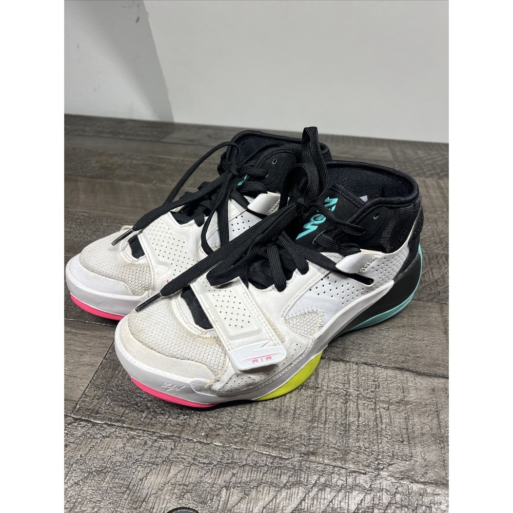 Nike‎ Jordan Zion 2 White Volt Black Dynamic Turq DO9514-107 Size 6 Y